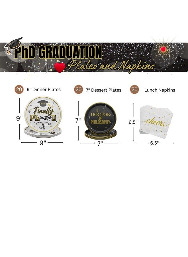 Blue Orchards Phd Graduation Party Plates And Napkins (60 Pieces For 20 Guests) - Doctor Party Decorations Doctorate Class Of 2024 Décor Congratulations Disposable Paper Plates And Napkins - Image 2