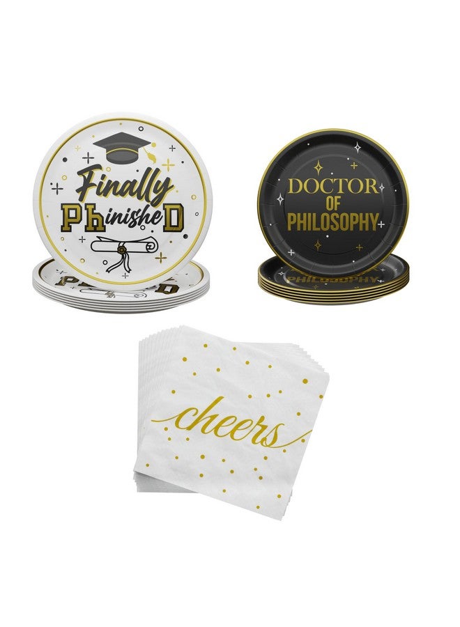 Blue Orchards Phd Graduation Party Plates And Napkins (60 Pieces For 20 Guests) - Doctor Party Decorations Doctorate Class Of 2024 Décor Congratulations Disposable Paper Plates And Napkins - Image 1