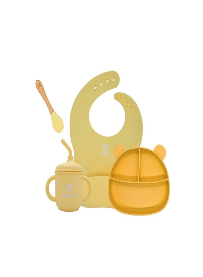 Babylief 4 piece Silicone Baby Feeding Set (YELLOW) - Image 1