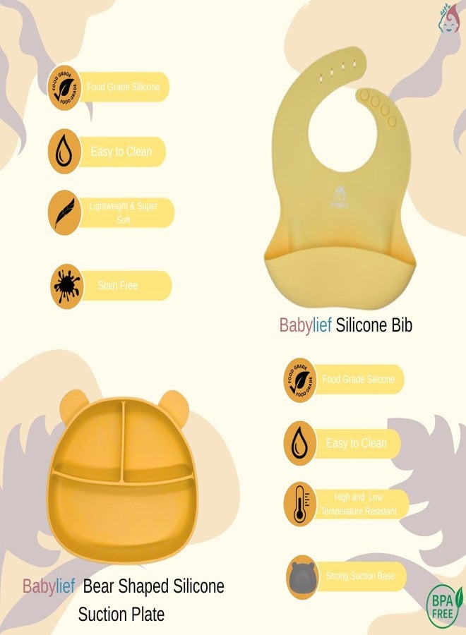 Babylief 4 piece Silicone Baby Feeding Set (YELLOW) - Image 3