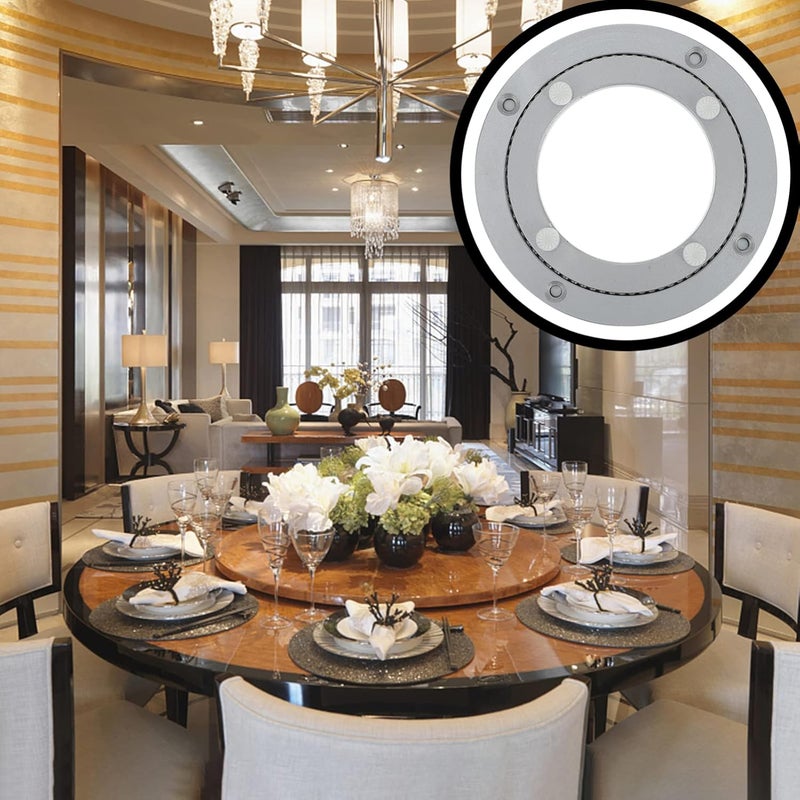 ويوبلز حامل شاشة تلفزيون من سبائك الألومنيوم، مزود بمحامل قرص دوار، شديد التحمل، مناسب لطاولات المطاعم والطعام، باللون الفضي. - Image 3