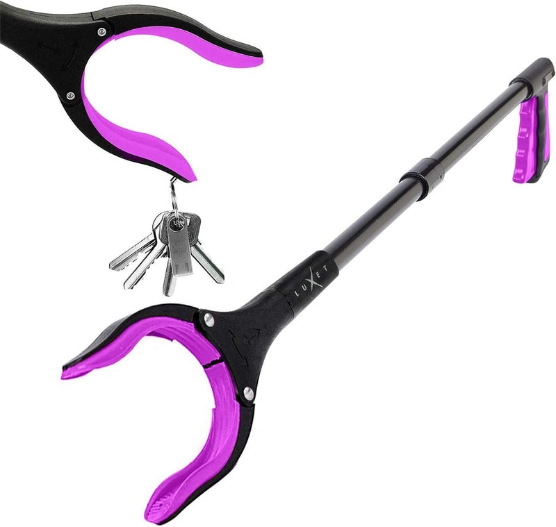 Luxet Grabber Reacher Tool - 2 Pack - Latest Version Long 19/32 Inch Foldable Pick Up Stick - Strong Grip Magnetic Tip Lightweight Trash Picker Claw Reacher Grabber Tool for Elderly Reaching, (Pink) - Image 2