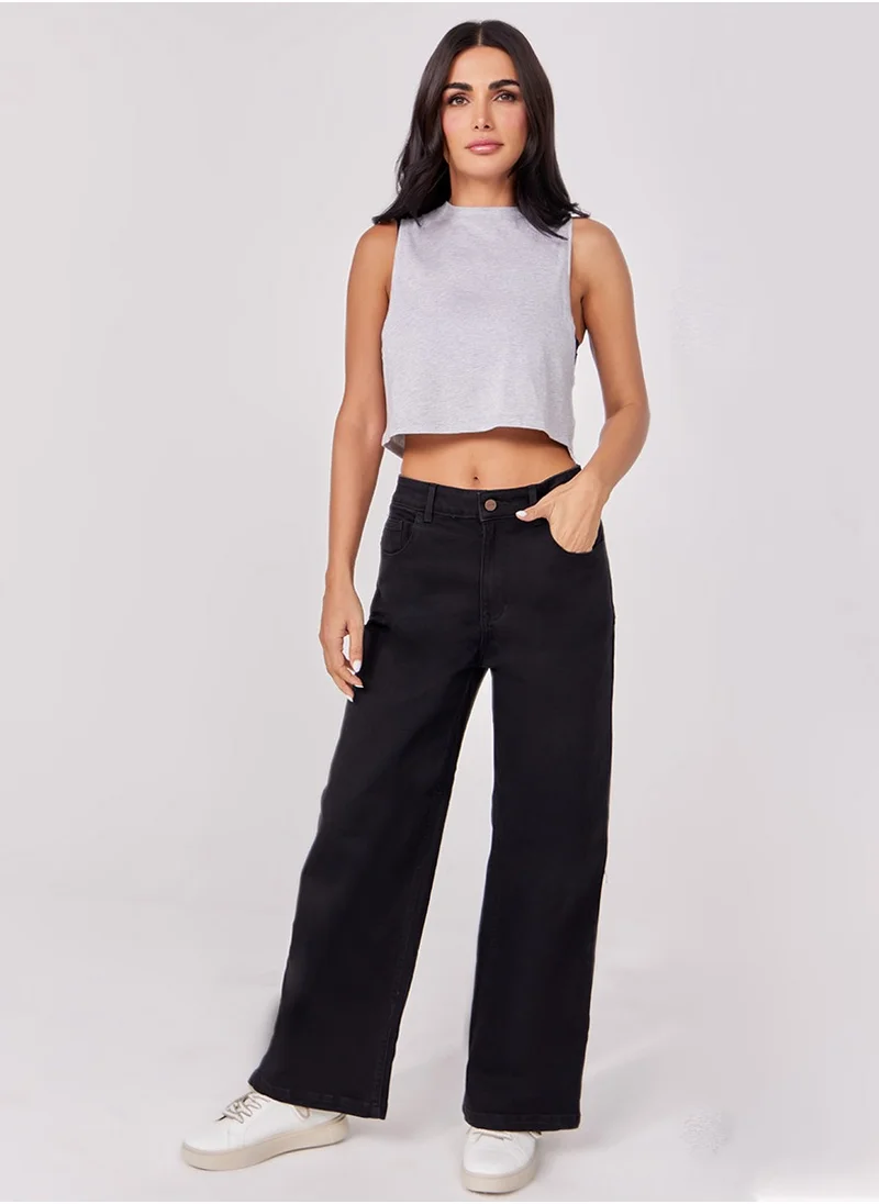 Zigzag Black Denim Pant
