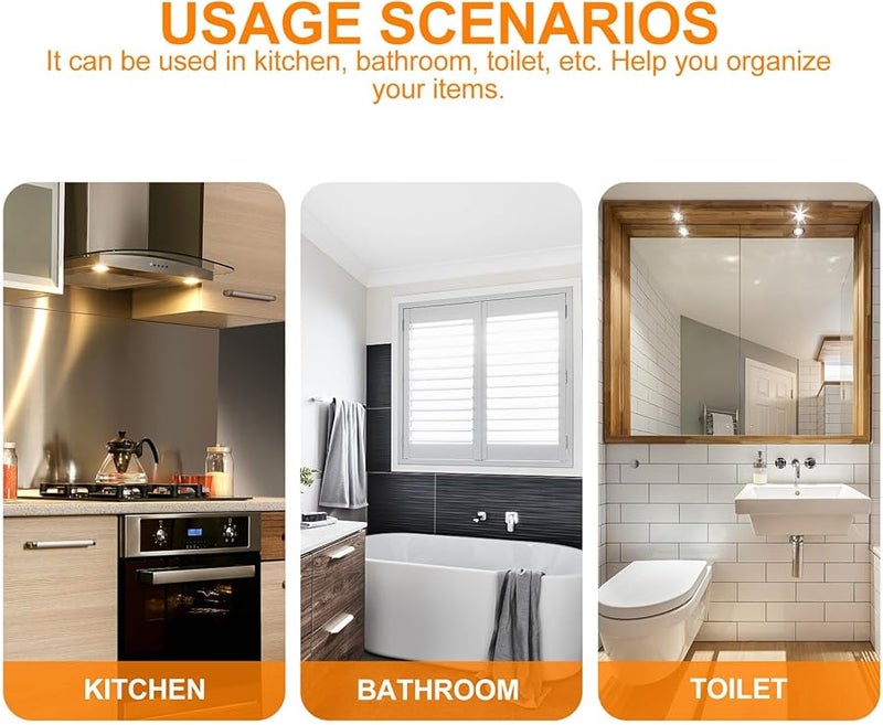 White Aluminum Dual Pole Towel Holder Wall Mount Rack For Bathroom Kitchen Storage - Image 3