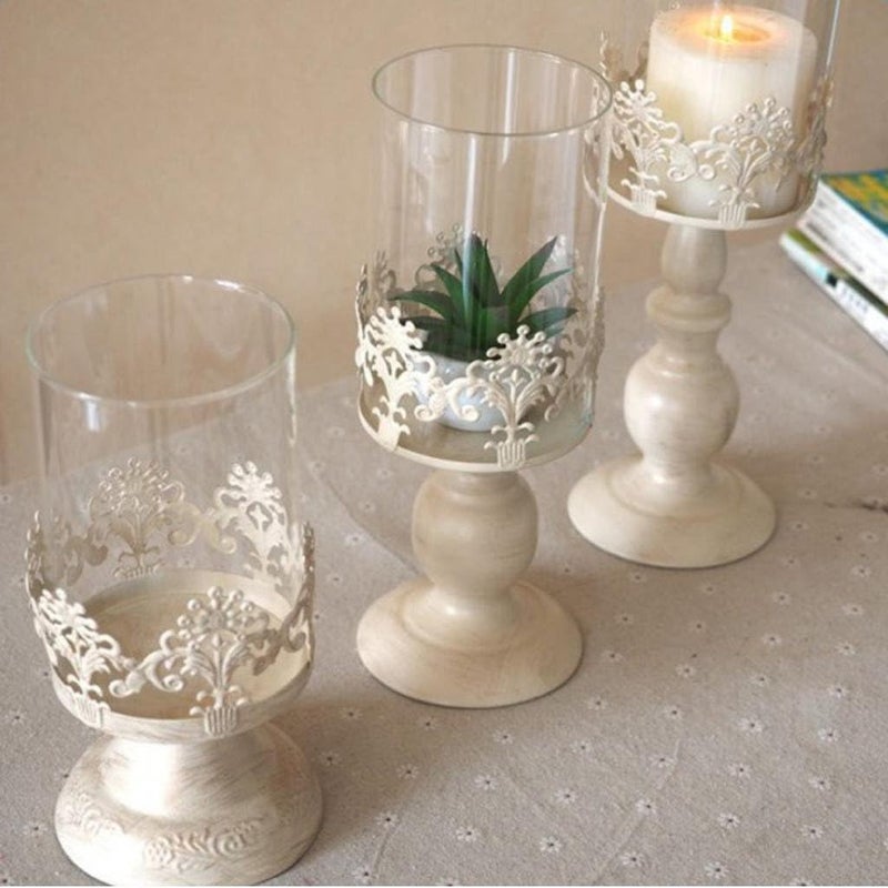 klarako Vintage Metal Pillar Candlestick Tealight Candle Holder Lantern Lamp with for Home Wedding DIY Decor, As Shown, L - Image 2