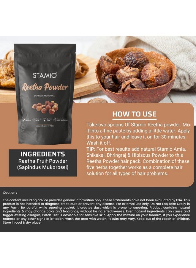 STAMIO Reetha Powder 250 Gm For Hair Wash, Pack, Mask, Diy | Pure Seedless Aritha | Natural Cleanser/Shampoo | Dried Ritha | Soapnuts | Sapindus Mukorossi | In Pouch 8.82 Oz - Image 2