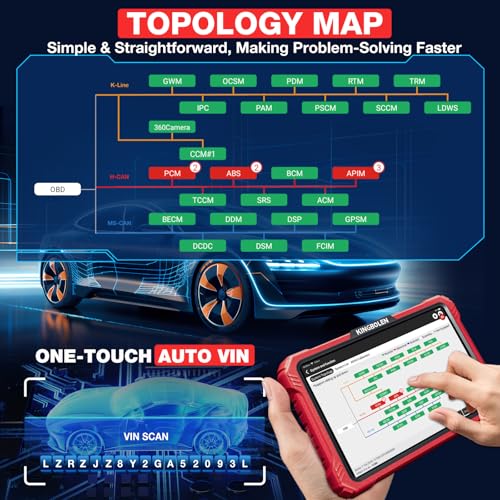 KINGBOLEN K10 Pro Full Systems 10" Car Scanner Topology Map, Bidirectional Scan Tool Bluetooth OBD2 Scanner, 41+ Reset Service, ECU Function, FCA AutoAuth, CANFD & DOIP,2 Years Update, V.A.G Guided - Image 4