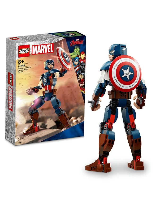 LEGO Marvel Captain America Construction Figure 76258 Building Toy Set; Fully Jointed For Play And Display; Includes Attachable Shield For Authentic Action; Avengers Super Hero Gift For Kids Aged 8+ (310 Pieces)