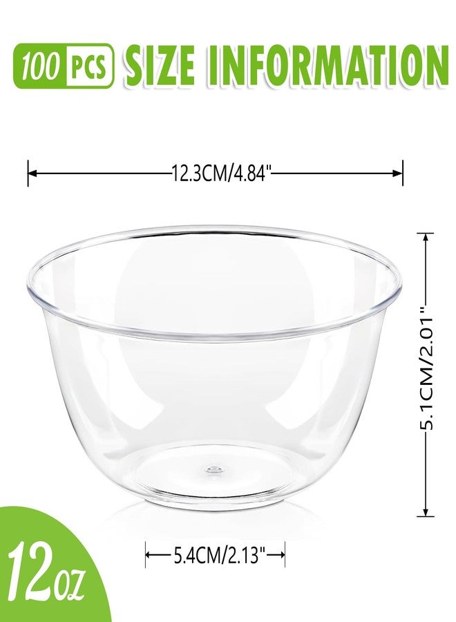 Slomg 100 Pcs 12 oz Clear Plastic Bowls, Disposable Bowls for Appetizer Fruit Salad Ice Creams Dessert Parfaits Snack Soup, Durable Home Kitchen Use Event Buffets Serving Gathering Party Supplies - Image 2