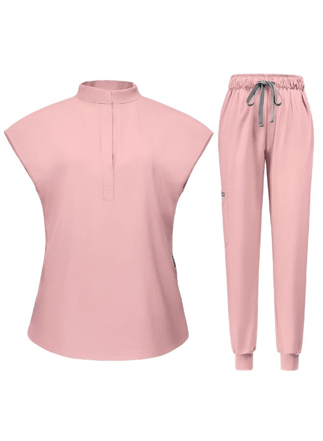 NIBEMINENT Scrubs  Jogger Scrub Sets Women Solid Color Breathable Work Clothes Lab Coat Uniform Hospital Doctor Work Wear - Image 1