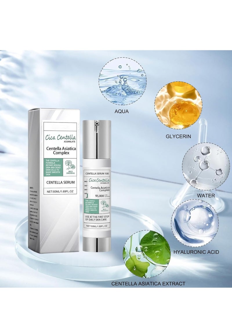 EELHOE Cica Centella Centella Asiatica Complex The Centella Formula Refines Rough Skin And Dead Skin Cells To Make Smooth Skin   Centella Serum , Intensive Face Essence,Needle Shot 300 Serum, for Pale Tired Skin Non Adhesive 50ml - Image 3