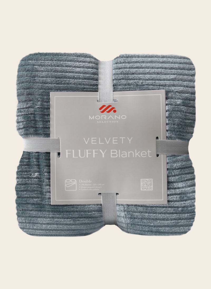 Morano Fluffy Blanket Dyed Model 220X240Cm, Ultra Soft Polyester Textured Stripe Effects, Lightweight and Cozy - Image 1