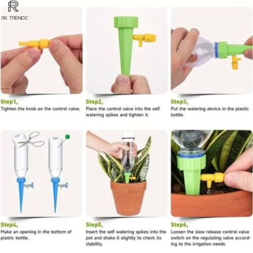 RK Trends Self Watering Spikes - Pack of 24 Spikes - Automatic Plant Watering System, Indoor and Outdoor Gardening, Drip Irrigation Kit - Image 4