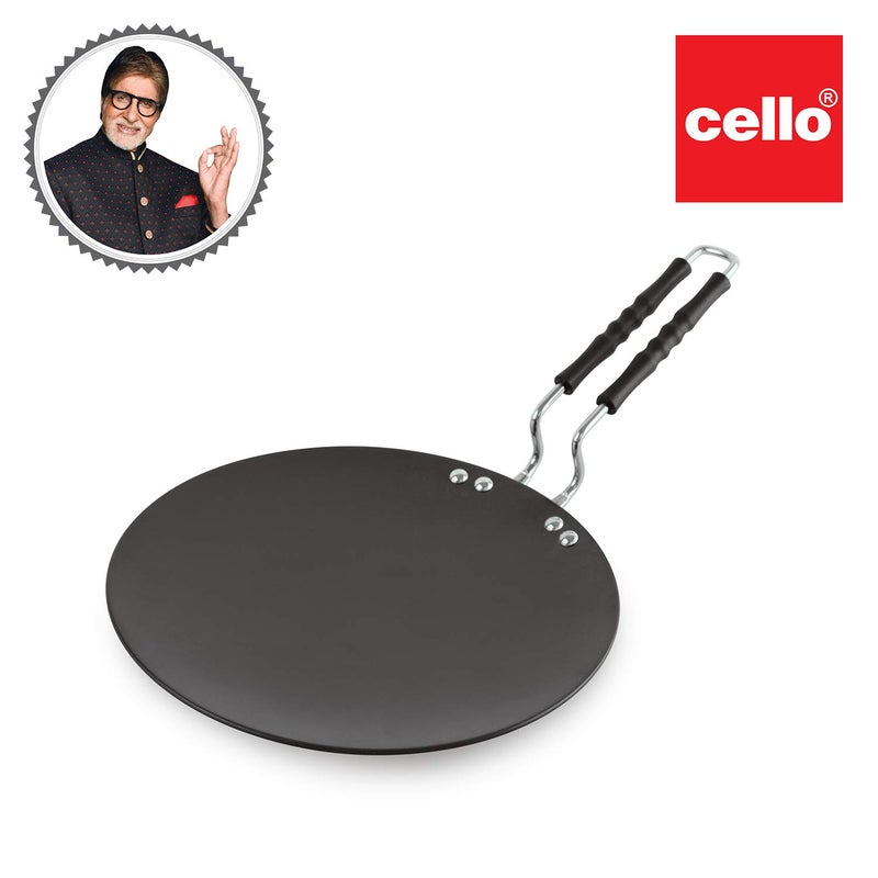Cello Cello Hard Anodized ConcaveRotiParatha Tawa 25cm Black 3MM Thickness - Image 3