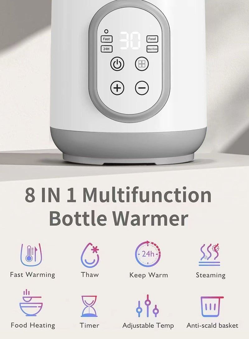 MarlaMall Baby Milk Warmer, 8-in-1 Fast Baby Bottle Warmer for Breastmilk or Formula, Accurate Temperature Control, 24H Keep, Food Heater&Defrost BPA-Free Bottle Warmer for All Bottles (White) - Image 2