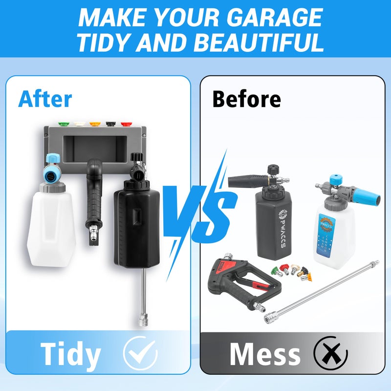 PWACCS Pressure Washer Gun Holder, Foam Cannon Holder, 1/4" Quick Connect Pressure Washer Nozzle Tip and Wand Holder, Foam Cannon Bucket Mount for Organize Power Washing Accessories - Image 4