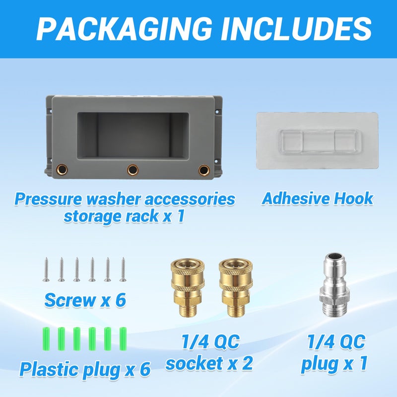 PWACCS Pressure Washer Gun Holder, Foam Cannon Holder, 1/4" Quick Connect Pressure Washer Nozzle Tip and Wand Holder, Foam Cannon Bucket Mount for Organize Power Washing Accessories - Image 3