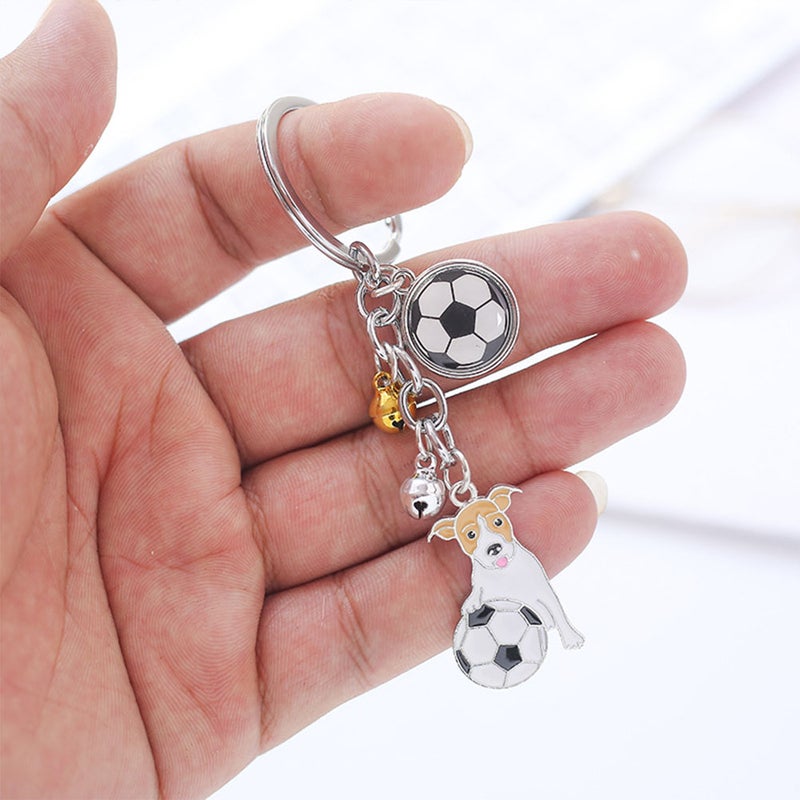 3pcs Delicate Key Ring Adorable Key Chain Football Dog Keychain Bone Key Ring Key Holder Hanging for Man Woman Girl Boy (Pendant, Football and I DOG One for Each) - Image 4