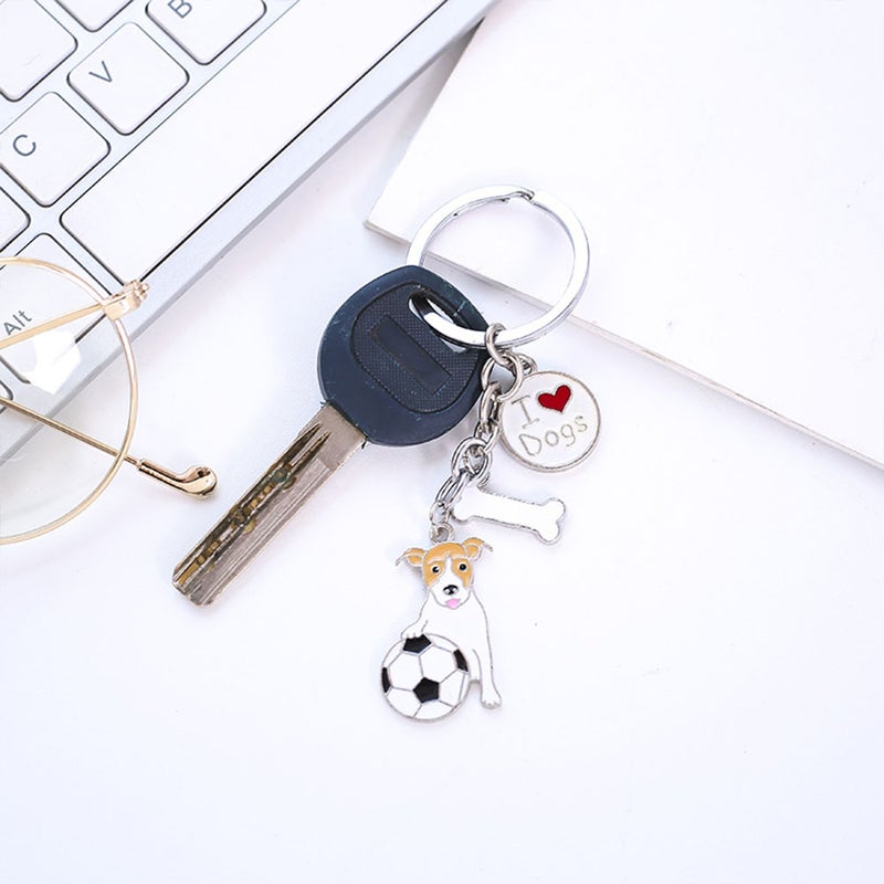 3pcs Delicate Key Ring Adorable Key Chain Football Dog Keychain Bone Key Ring Key Holder Hanging for Man Woman Girl Boy (Pendant, Football and I DOG One for Each) - Image 2