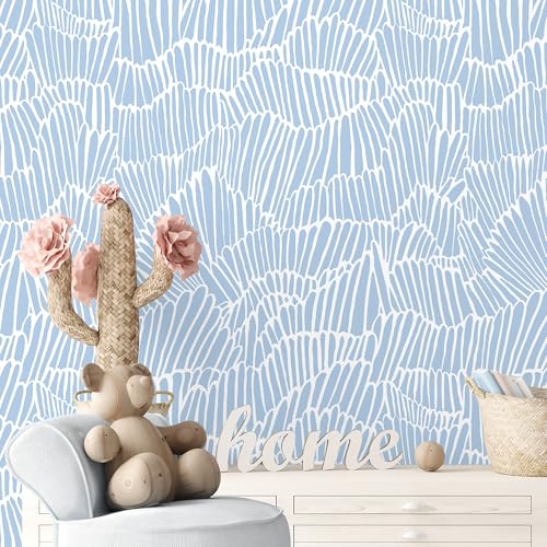 Guvana Blue Wallpaper Peel and Stick Modern Blue and White Contact Paper Coastal Wallpaper Boho Striped Removable Waterproof Wall Paper for Bathroom Laundry Living Room Accent Wall Decor 17.3"×78.7" - Image 1