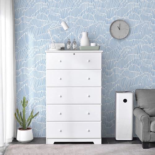 Guvana Blue Wallpaper Peel and Stick Modern Blue and White Contact Paper Coastal Wallpaper Boho Striped Removable Waterproof Wall Paper for Bathroom Laundry Living Room Accent Wall Decor 17.3"×78.7" - Image 2
