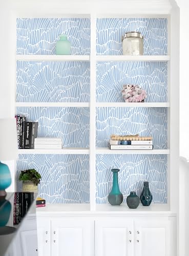 Guvana Blue Wallpaper Peel and Stick Modern Blue and White Contact Paper Coastal Wallpaper Boho Striped Removable Waterproof Wall Paper for Bathroom Laundry Living Room Accent Wall Decor 17.3"×78.7" - Image 3