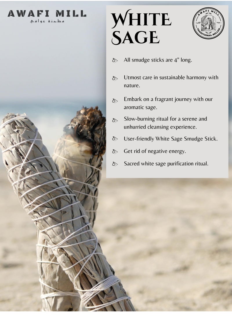 Awafi Mill Awafi Mill White Sage Smudge Sticks for Home Cleansing, Incense, Healing, and Meditation  - Image 5