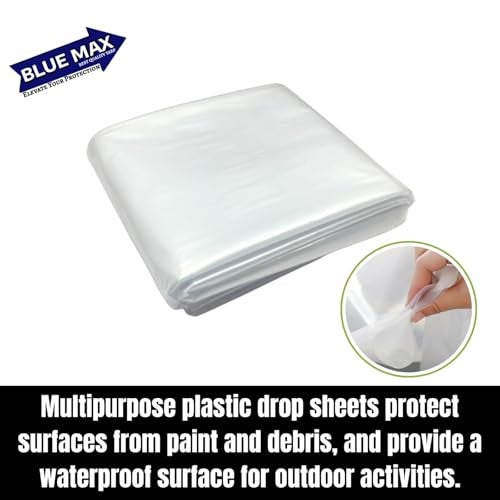 Blue Max Plastic Dust Cover Sheet (12W x 21L ft) – Heavy Duty Poly Sheet for Furniture, Floor, AC, Fridge, Car, Bike – Multipurpose Drop Cloth for Painting, Outdoor, Sun & Rain Protection - Image 4