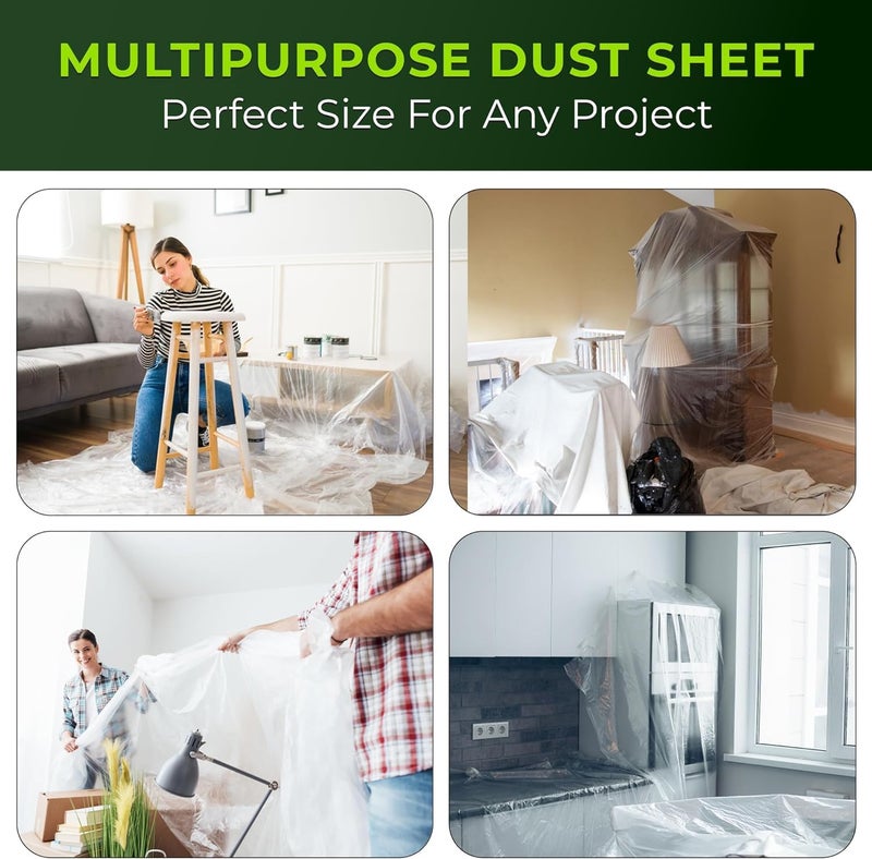 Blue Max Plastic Dust Cover Sheet (12W x 21L ft) – Heavy Duty Poly Sheet for Furniture, Floor, AC, Fridge, Car, Bike – Multipurpose Drop Cloth for Painting, Outdoor, Sun & Rain Protection - Image 2