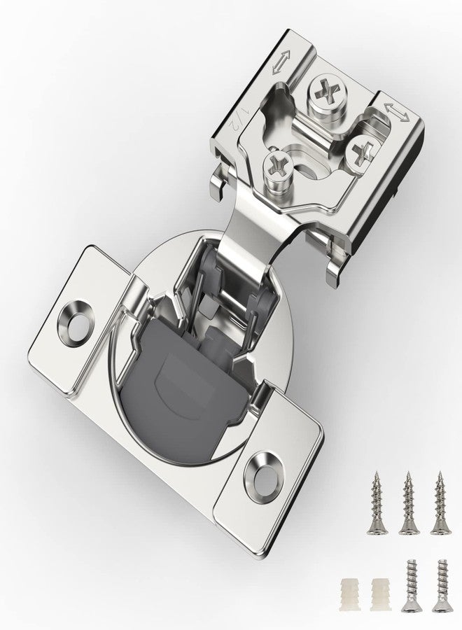 FURNIWARE 10 Pieces Soft Closing Cabinet Hinges, 1/2 inch Overlay Cabinet Hardware Hinges Nickel Plated- 105 Degree - Image 1