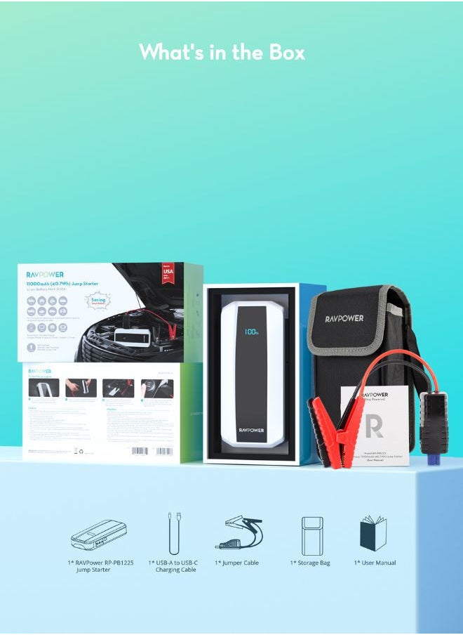 RAVPOWER - RAVPower 3-in-1 Jump Starter with 11000mAh Power Bank & LED Flashlight - Image 1