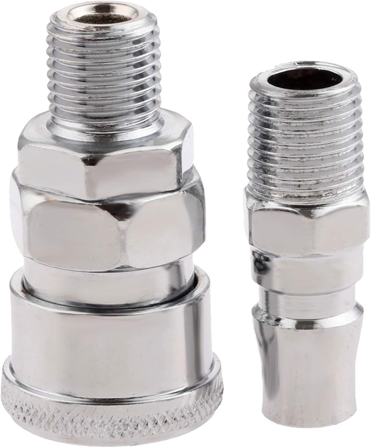 Iron Check Valves 2Pcs 1 4 Inch BSP Male Thread Quick Release Air Line Coupler - Image 5