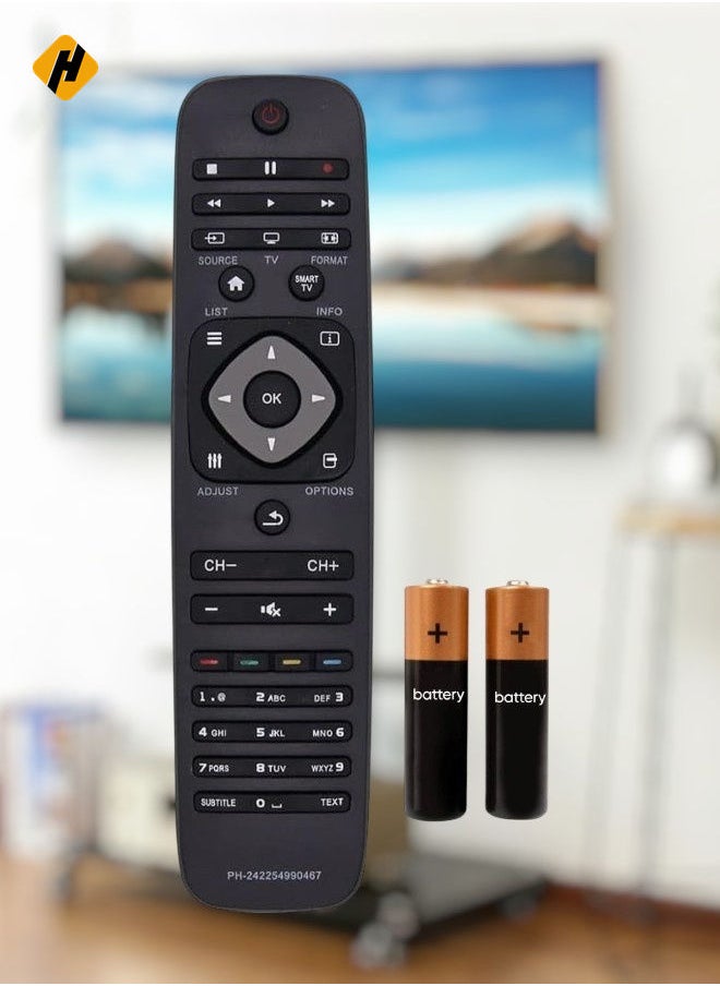 HuHa - Replacement Remote Control for Philips 242254990467 TV for Universal Philips Remote Control TV Compatible with Remote Control YKF308-001 996590000449 with Battery - Image 1