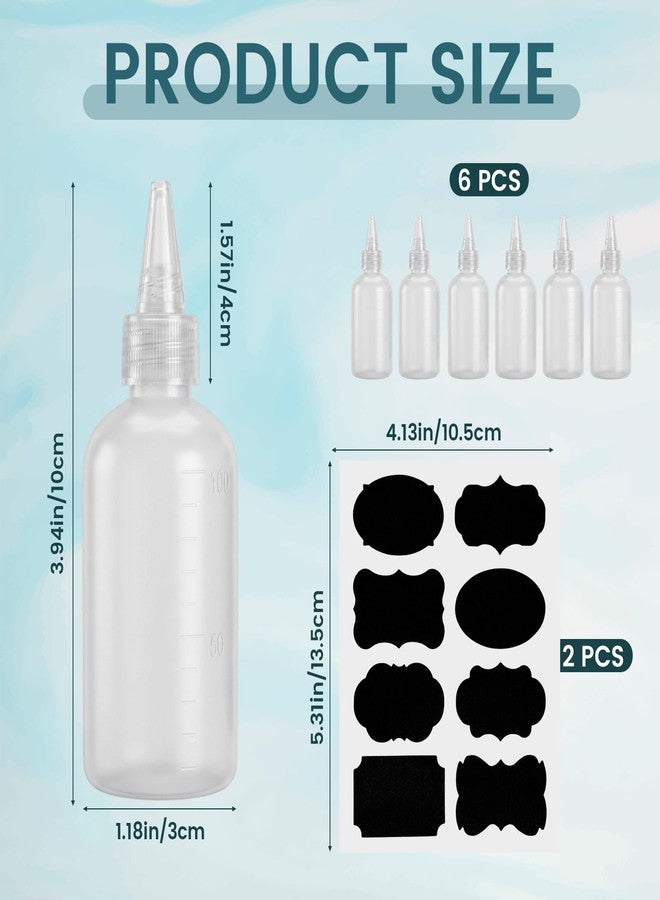 Xosjska 3.38oz/100ml Plastic Squeeze Bottles, 6 Pcs Dispensing Bottles (Clear) - Image 1
