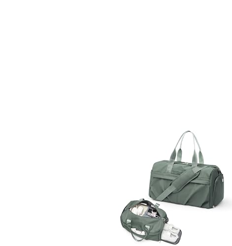 livbote Gym Bag for Women Men with Shoe Compartment, Sport Duffel Bag, Waterproof Travel Weekender Overnight Carry on Bag for Yoga with Trolley Sleeve, Green - Image 1