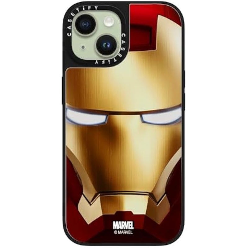 Casetify Mirror iPhone 15 Case 【Iron Man Co-Lab/Reflective / 4.9ft Drop Protection/Compatible with Magsafe】 - Iron Man Hero Mask - Silver on Black - Image 2