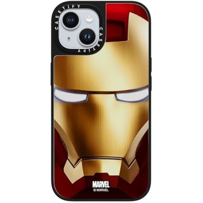 Casetify Mirror iPhone 15 Case 【Iron Man Co-Lab/Reflective / 4.9ft Drop Protection/Compatible with Magsafe】 - Iron Man Hero Mask - Silver on Black - Image 3