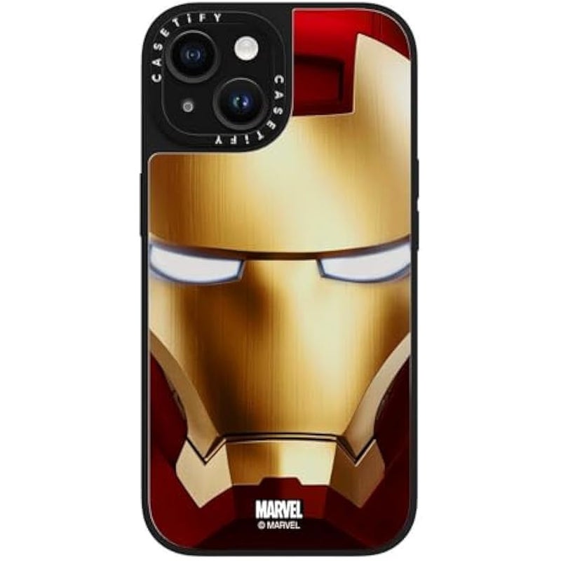 Casetify Mirror iPhone 15 Case 【Iron Man Co-Lab/Reflective / 4.9ft Drop Protection/Compatible with Magsafe】 - Iron Man Hero Mask - Silver on Black - Image 4