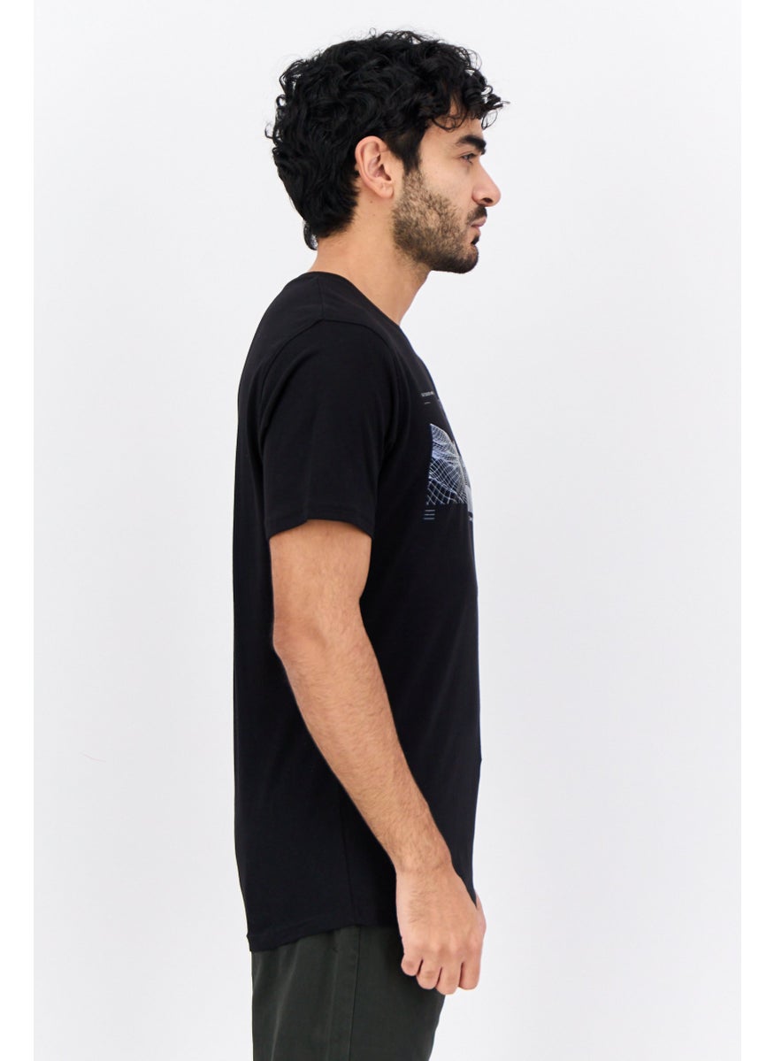 CROSSHATCH Men Crew Neck Short Sleeve Graphic T-Shirt, Black  - Image 2