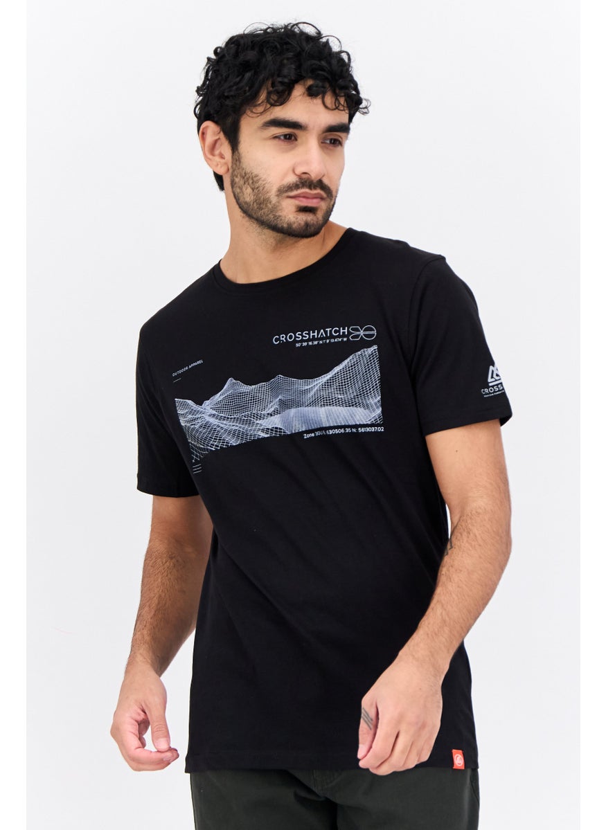 CROSSHATCH Men Crew Neck Short Sleeve Graphic T-Shirt, Black  - Image 4