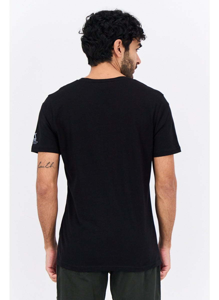 CROSSHATCH Men Crew Neck Short Sleeve Graphic T-Shirt, Black  - Image 3