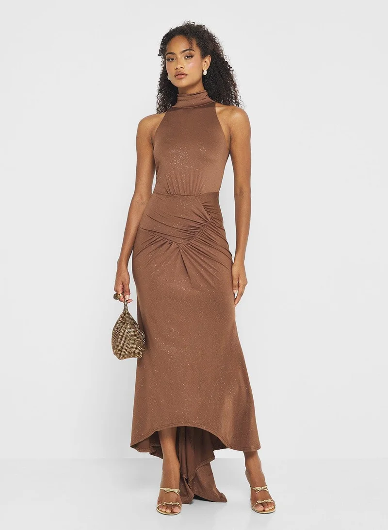 Ginger Halter Neck Drop Waist Bodycon Dress