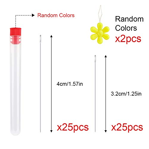 LUNARM 50 Pcs Beading Needles, 2 Sizes Seed Beads Extra Fine Thin Big Eye Beading Needles, Long Straight Needles Hand Sewing Needles with 2Pcs Threaders - Image 2