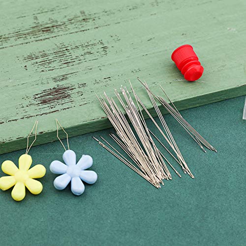 LUNARM 50 Pcs Beading Needles, 2 Sizes Seed Beads Extra Fine Thin Big Eye Beading Needles, Long Straight Needles Hand Sewing Needles with 2Pcs Threaders - Image 3