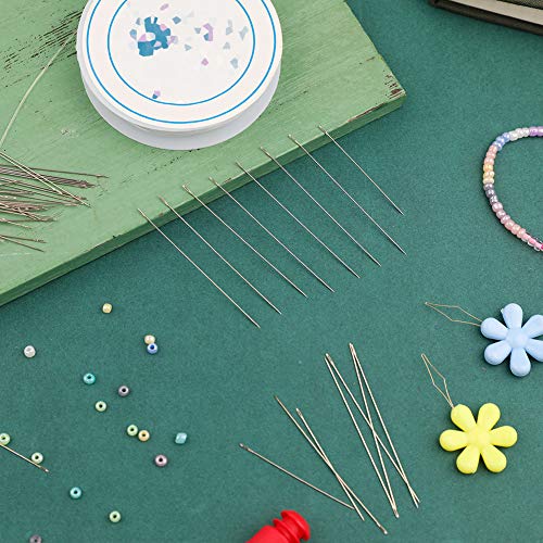 LUNARM 50 Pcs Beading Needles, 2 Sizes Seed Beads Extra Fine Thin Big Eye Beading Needles, Long Straight Needles Hand Sewing Needles with 2Pcs Threaders - Image 4