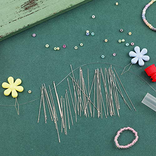 LUNARM 50 Pcs Beading Needles, 2 Sizes Seed Beads Extra Fine Thin Big Eye Beading Needles, Long Straight Needles Hand Sewing Needles with 2Pcs Threaders - Image 5