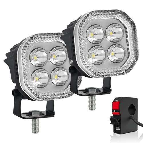 Carzex 4 LED Bike Fog Light with High Power White/Yellow LED with RGB DRL for Bikes & Scooty (Set of 2 with USB On/Off Switch) - Image 1