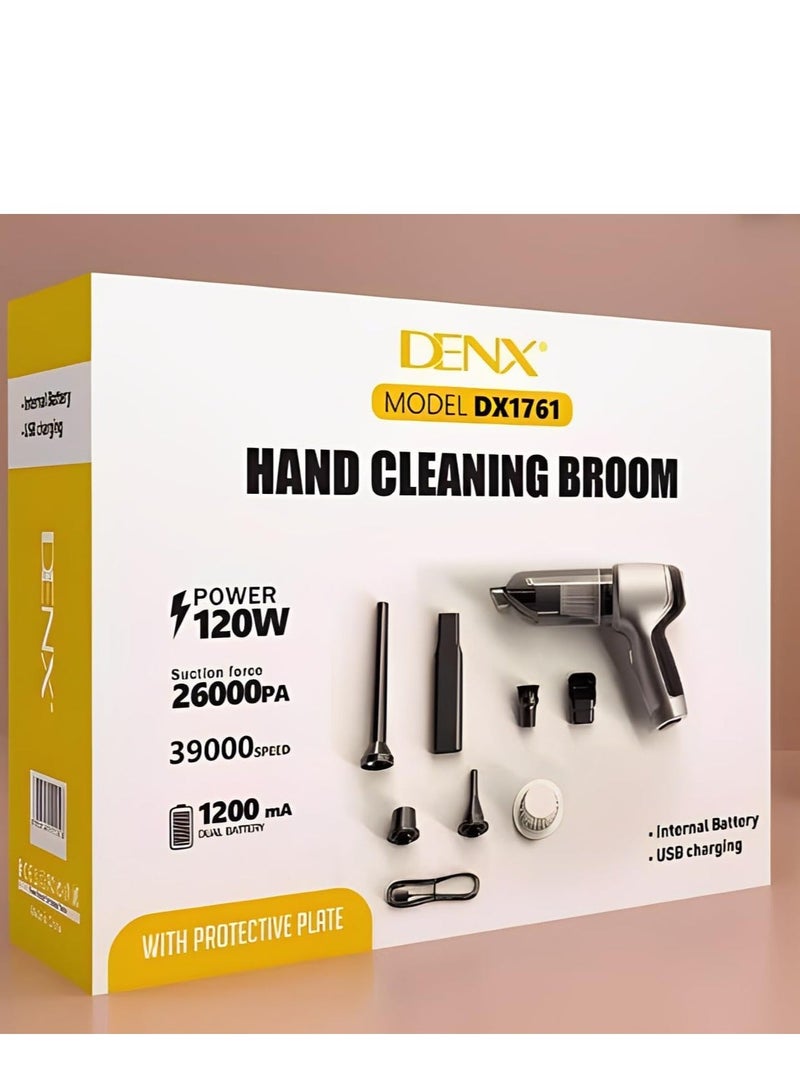 Denx DX1761 Handheld Vacuum Cleaner – 120W Powerful Suction, 26,000Pa Cordless Portable Dust Buster with 1200mAh Battery & USB Charging for Home, Office & Car Cleaning - Image 4