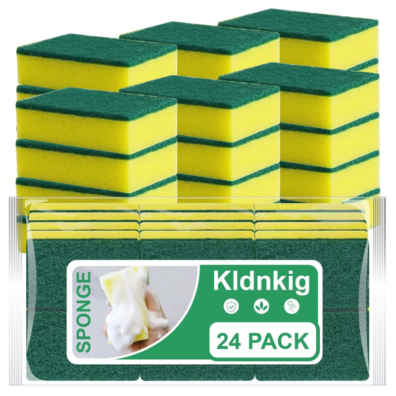 Kldnkig 24 Pack Kitchen Cleaning SpongesScrub SpongesNonScratch Scrub Dish Sponge Safe on NonStick CookwareStinkFree Cleaning Supplies for Pots Pans - Image 2