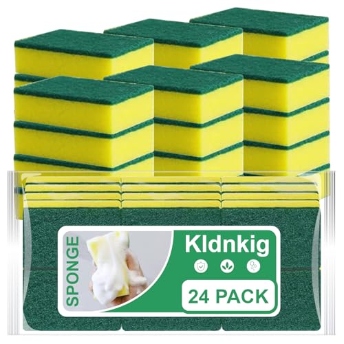 Kldnkig 24 Pack Kitchen Cleaning SpongesScrub SpongesNonScratch Scrub Dish Sponge Safe on NonStick CookwareStinkFree Cleaning Supplies for Pots Pans - Image 1